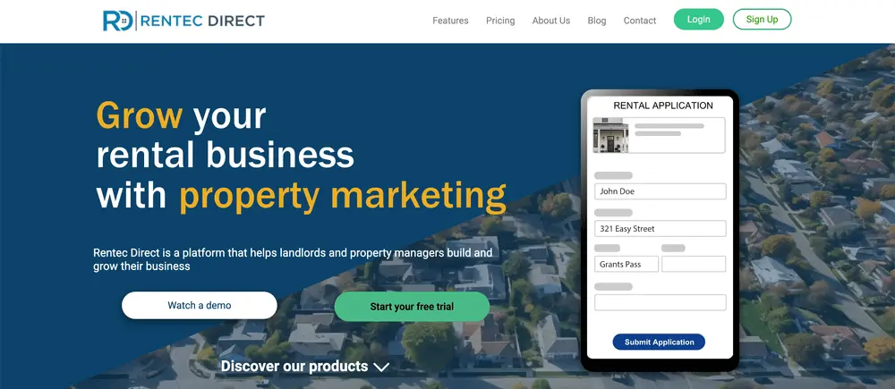 Rentec Direct website homepage